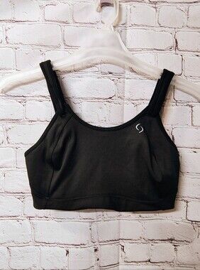 Moving Comfort Fiona Black Adjustable Sports Bra 36D Wirefree Free Running